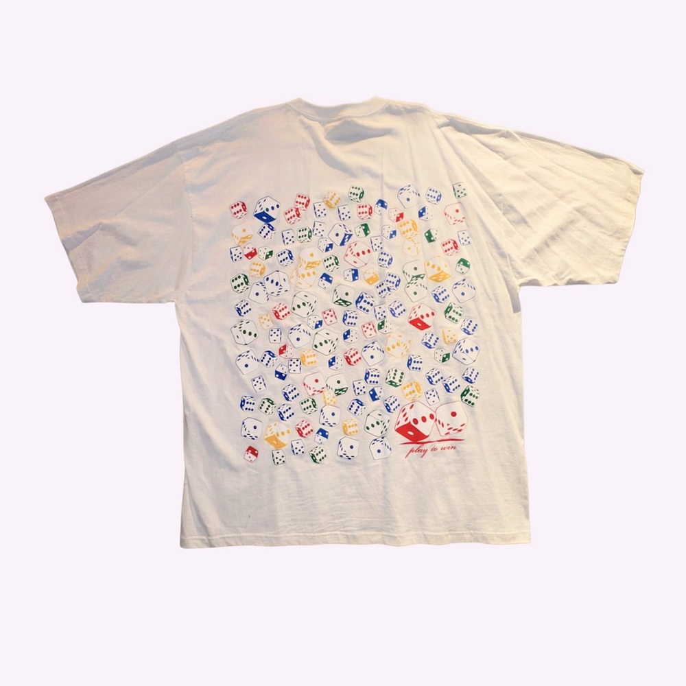 Unisex Pre-owned Vintage Griffin Activewear "Play to WIN" White Dice T-Shirt 4XL